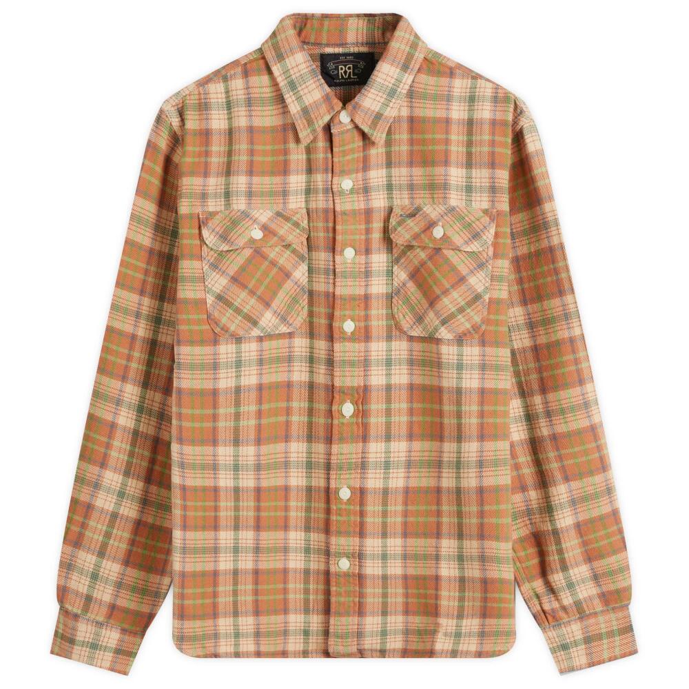 RRL Men's Matlock Check Shirt in Orange Multi Cover