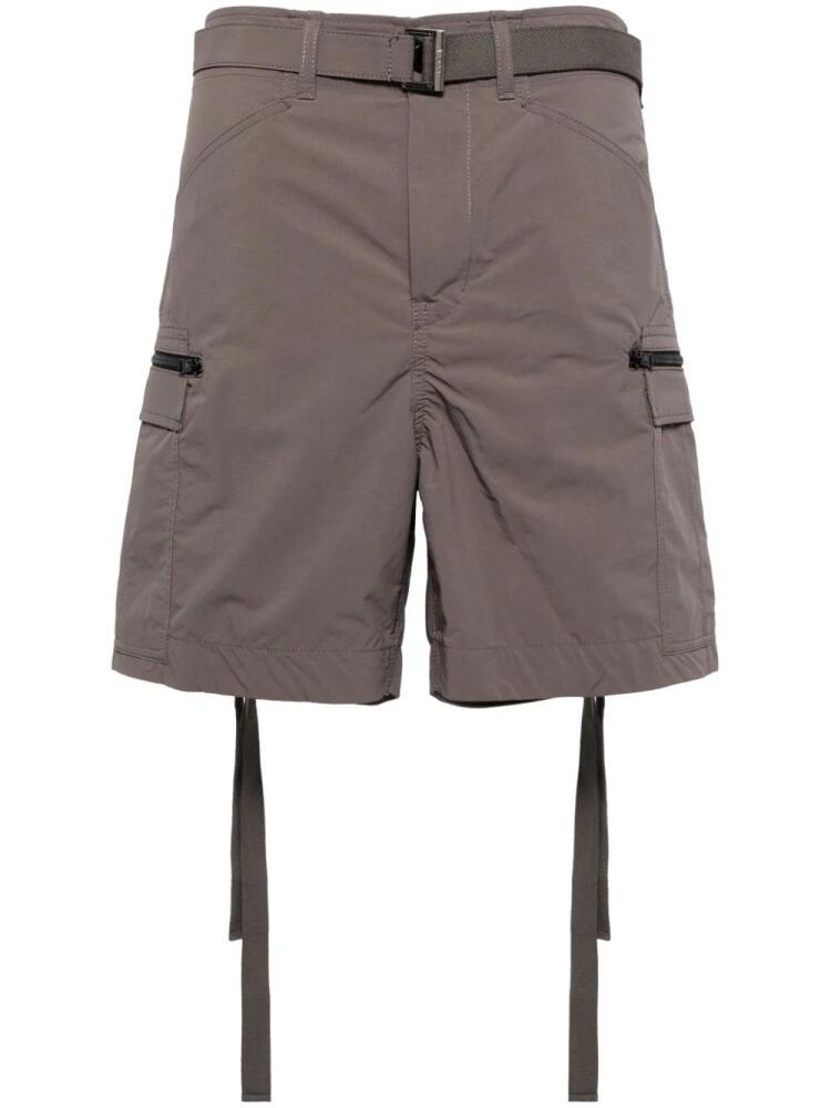 sacai belted knee-length shorts - Brown Cover