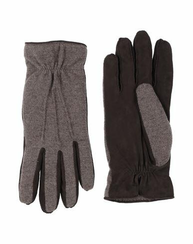 Fedeli Man Gloves Cocoa Cashmere, Leather Cover