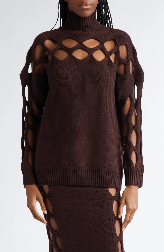 Diotima Albion Cutout Wool Blend Sweater in Coffee Cover