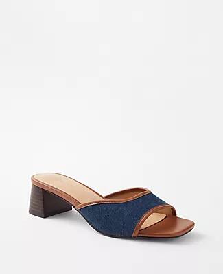 Ann Taylor Weekend Denim Single Strap Block Heel Sandals Cover