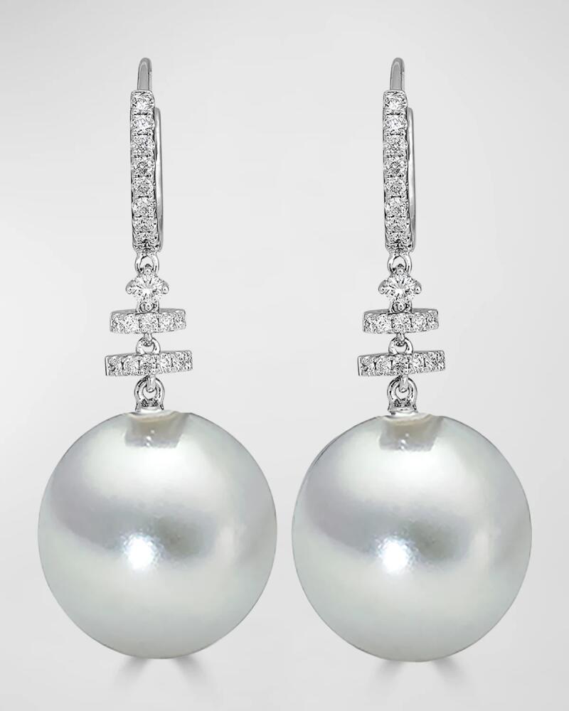 Belpearl Avenue 18K White Gold South Sea Pearl & Diamond Drop Earrings Cover