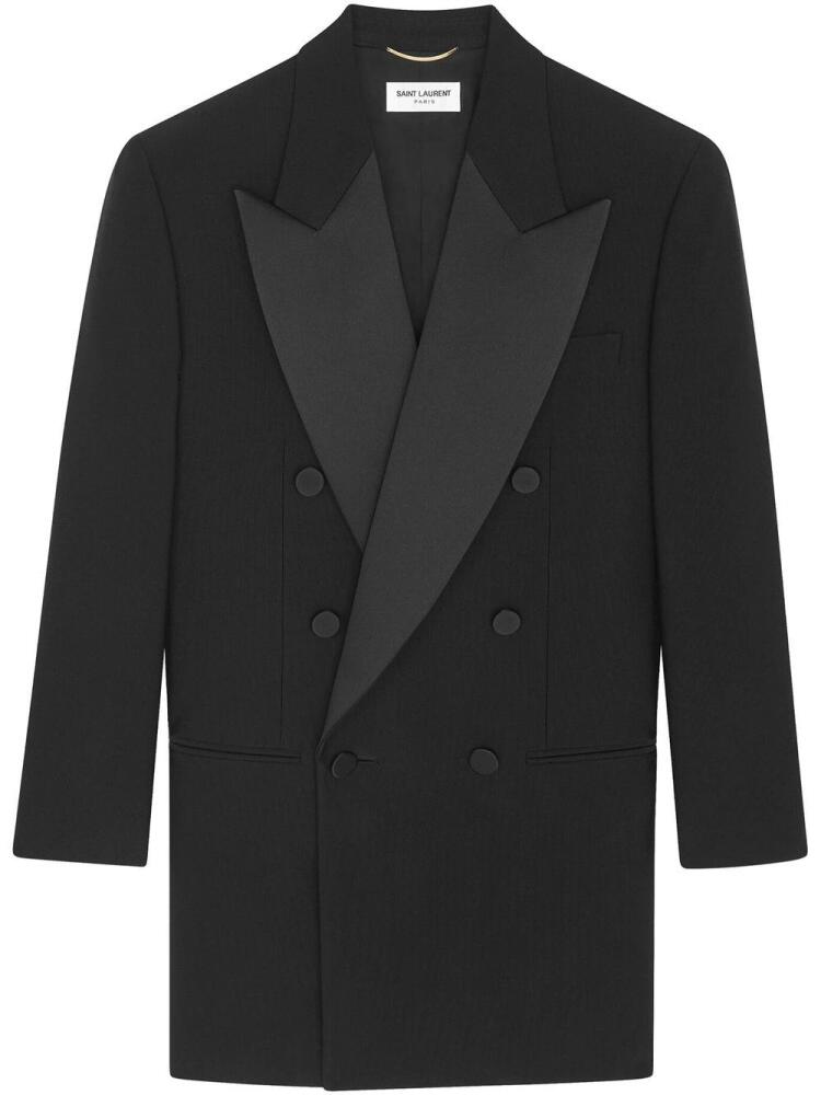 Saint Laurent double-breasted virgin wool blazer - Black Cover