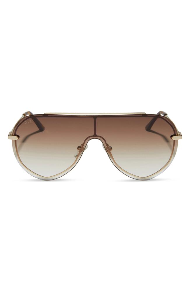 DIFF Imani 139mm Gradient Shield Sunglasses in Gold /Brown Gradient Cover