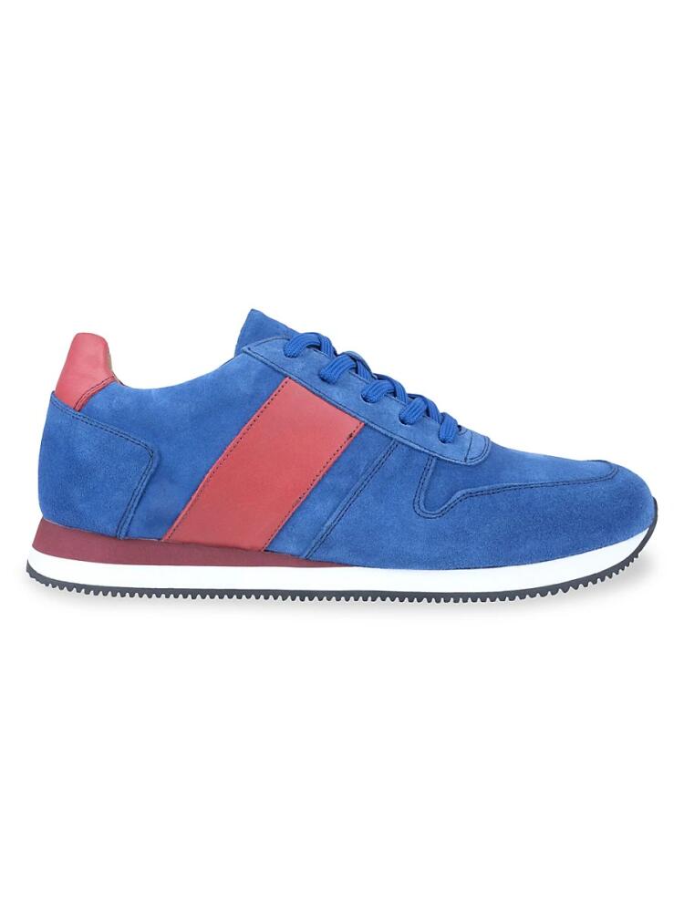 Vellapais Men's Leather Colorblock Sneakers - Blue Cover