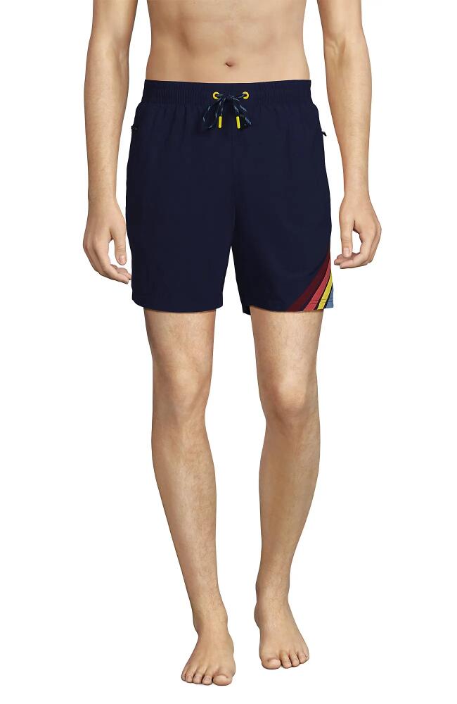 Lands' End 7" Volley Swim Trunks in Deep Sea Navy Colorblock Cover