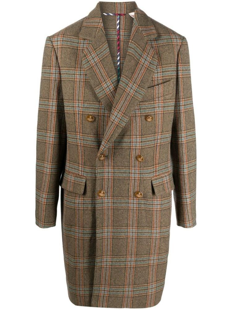 Vivienne Westwood check double-breasted cotton coat - Neutrals Cover