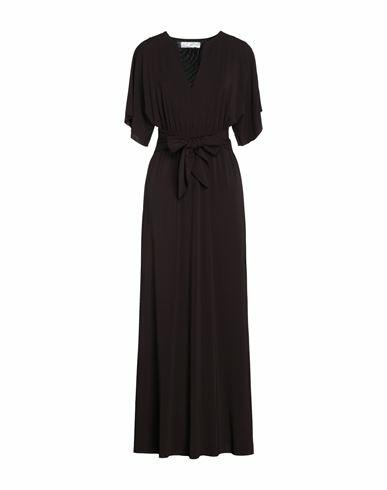 Kaos Woman Maxi dress Dark brown Acetate, Polyamide, Elastane Cover