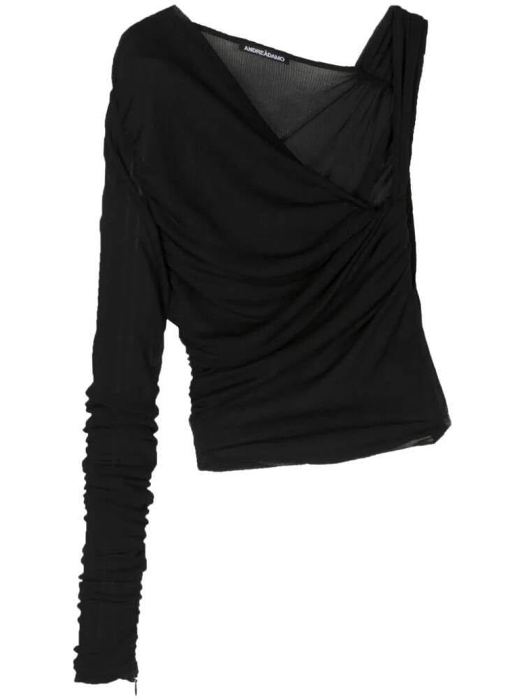 ANDREĀDAMO asymmetric ribbed jersey top - Black Cover