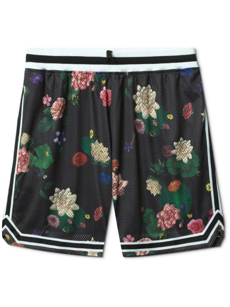 John Elliott floral-print mesh shorts - Black Cover