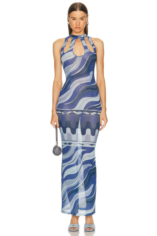 Emilio Pucci Cutout Mesh Dress in Blue Cover