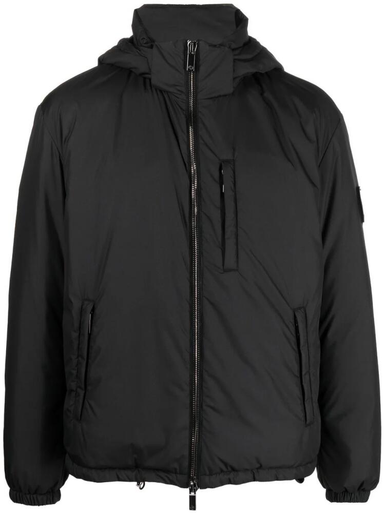 Giorgio Armani logo patch padded down jacket - Black Cover