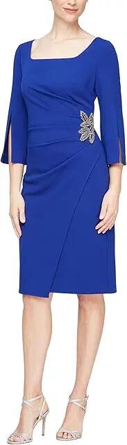 Alex Evenings Short Sheath Dress with Split Sleeves (Royal) Women's Dress Cover