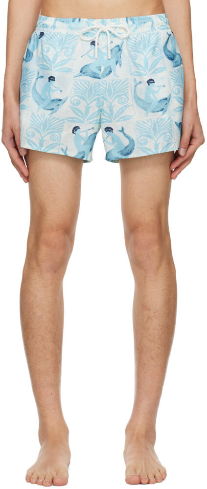 COMMAS Blue Printed Swim Shorts Cover