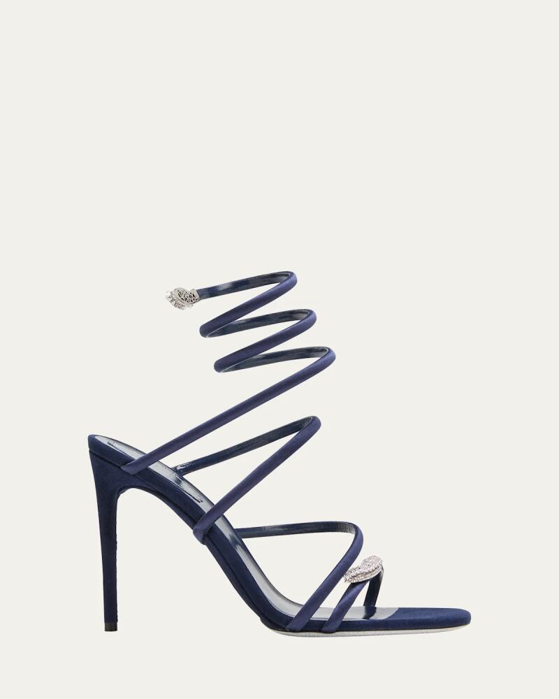 Rene Caovilla Strass Snake-Wrap Satin Sandals Cover