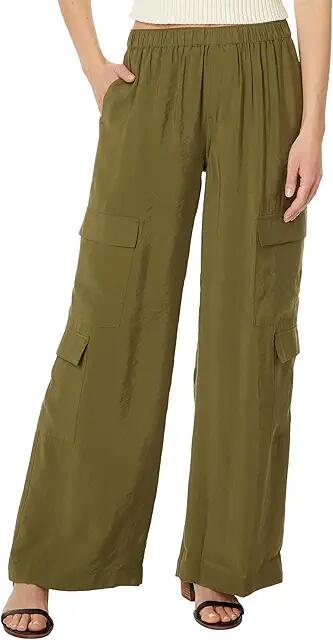 Madewell Pull-On Wide-Leg Cargo Pants in Softdrape (Desert Olive) Women's Dress Pants Cover