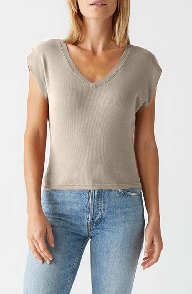 Michael Stars Tati Power Shoulder Rib Top in Cement Cover