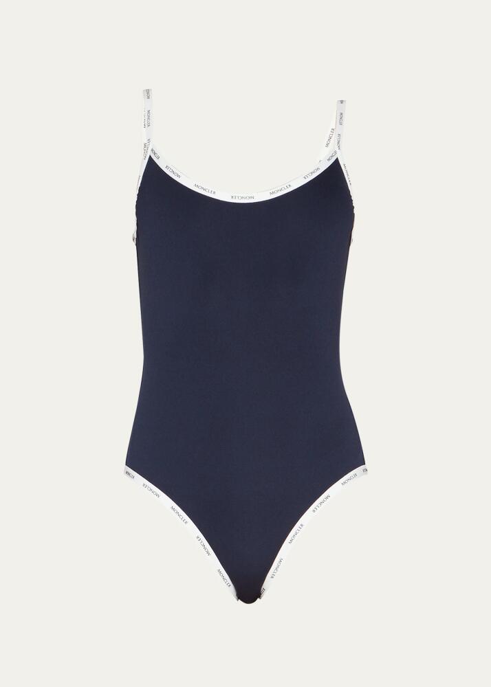 Moncler One-Piece Swimsuit with Logo Trim Cover