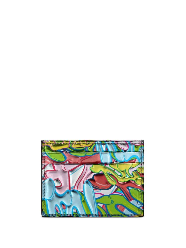 Philipp Plein graffiti-print leather cardholder - Blue Cover