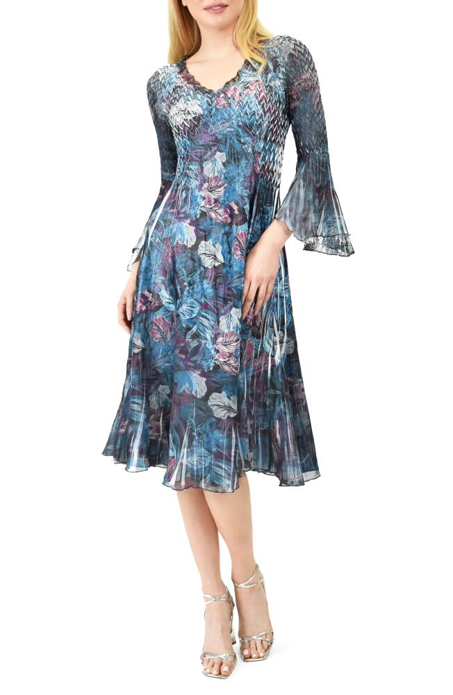 Komarov Bell Sleeve Charmeuse & Chiffon A-Line Dress in Pandora Cover