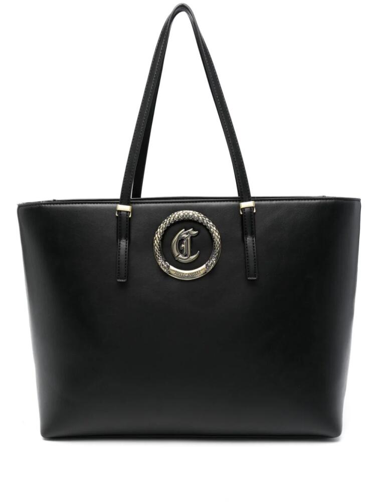 Just Cavalli logo-plaque tote bag - Black Cover