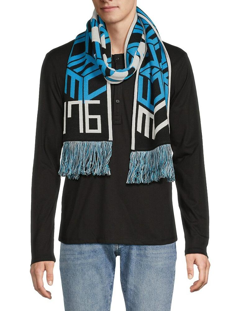 MCM Men's Monogram Merino Wool Scarf - Blue Cover