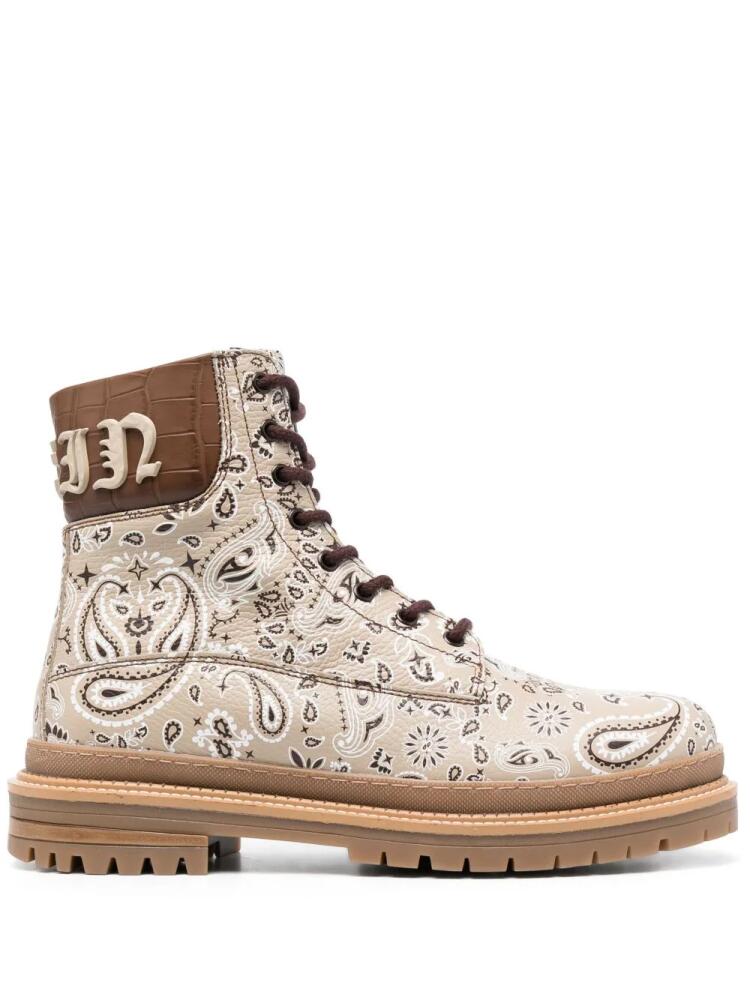 Philipp Plein paisley-print leather ankle boots - Neutrals Cover