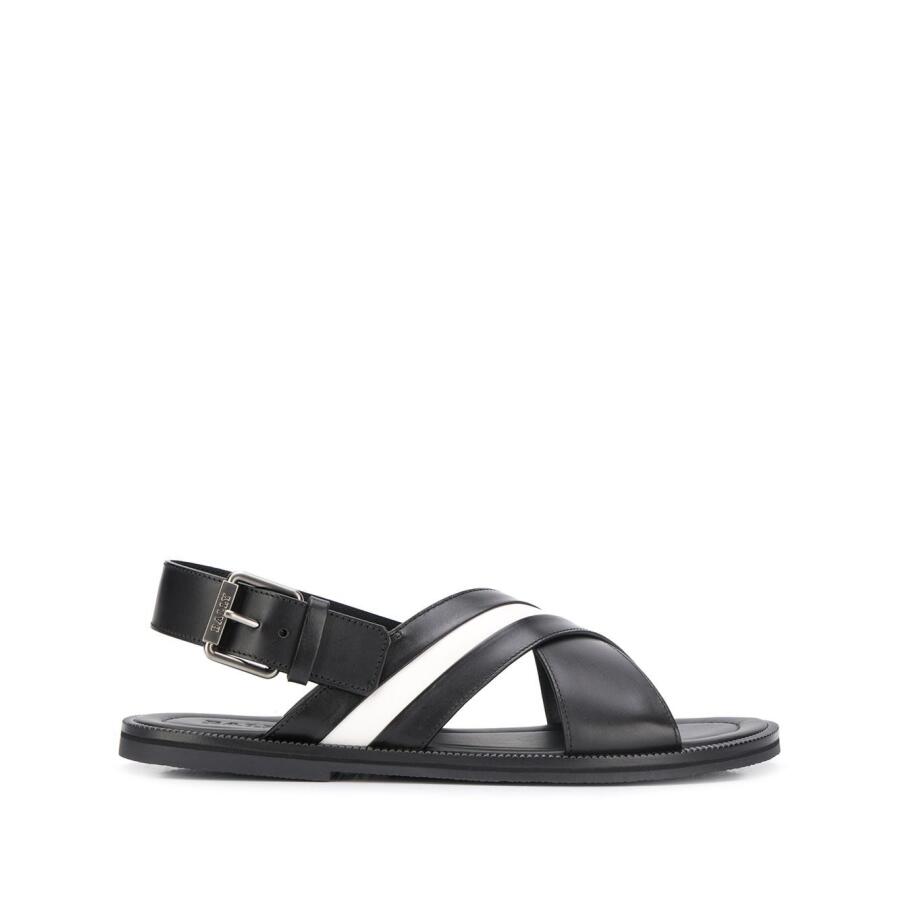 Bally Mens Black Jamilo Crossover-Straps Leather Sandals Cover