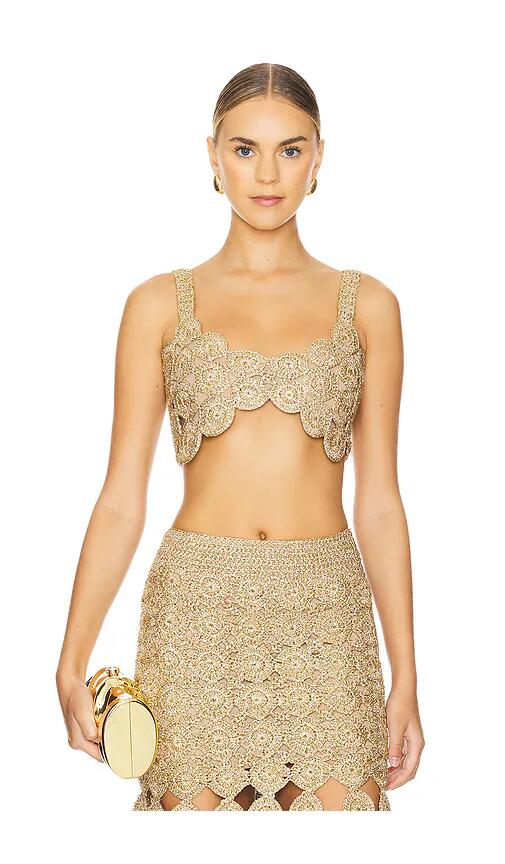 Simon Miller Beep Beep Cropped Top in Metallic Gold Cover