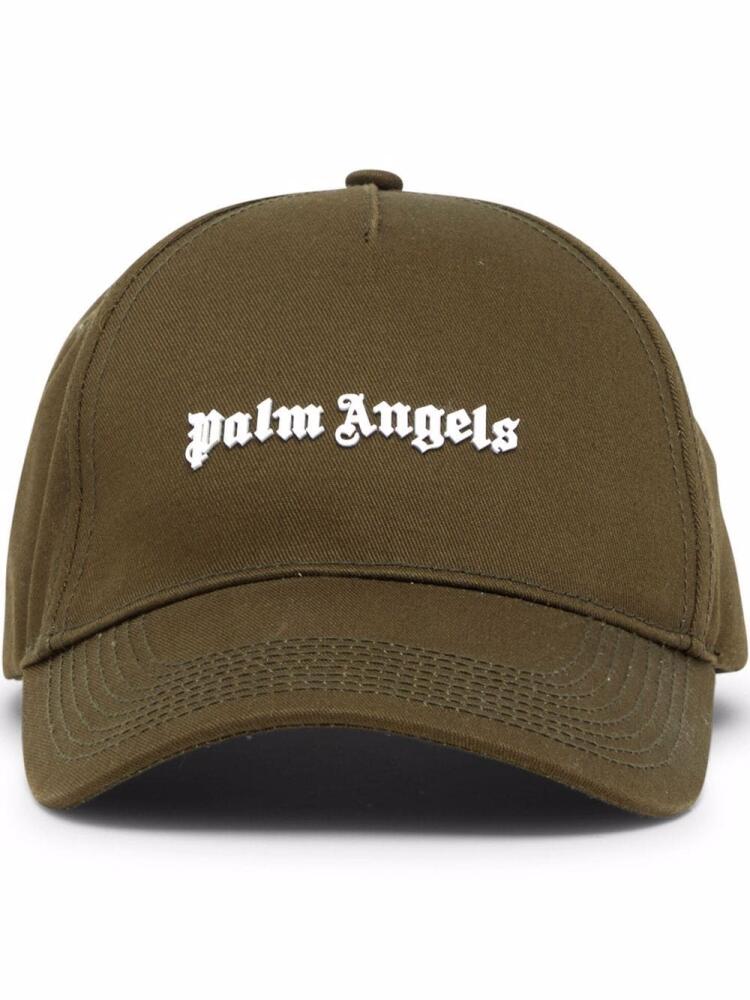 Palm Angels logo-print cotton cap - Green Cover