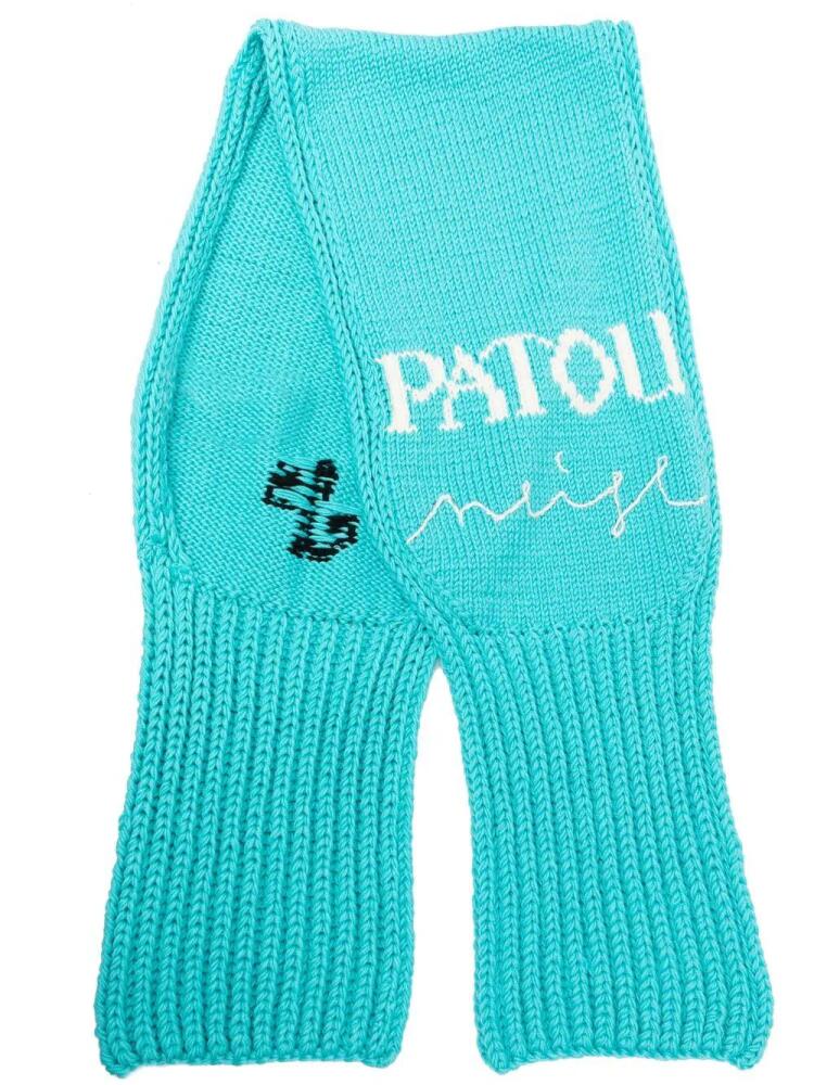 Patou intarsia logo-knit scarf - Blue Cover