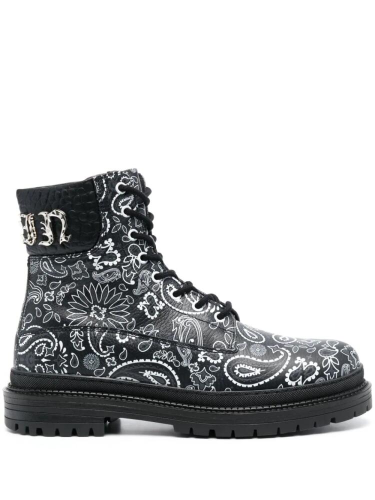 Philipp Plein paisley-print leather ankle boots - Black Cover