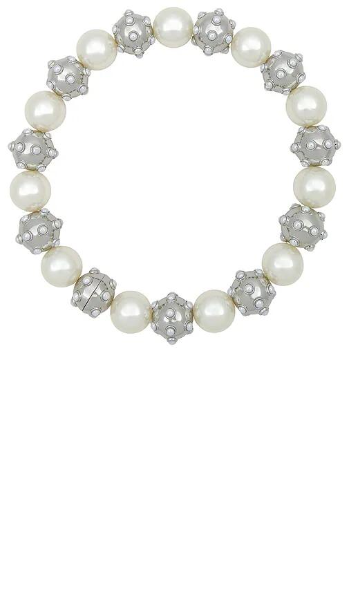 Marc Jacobs Pearl Dot Statement Necklace in Metallic Silver Cover