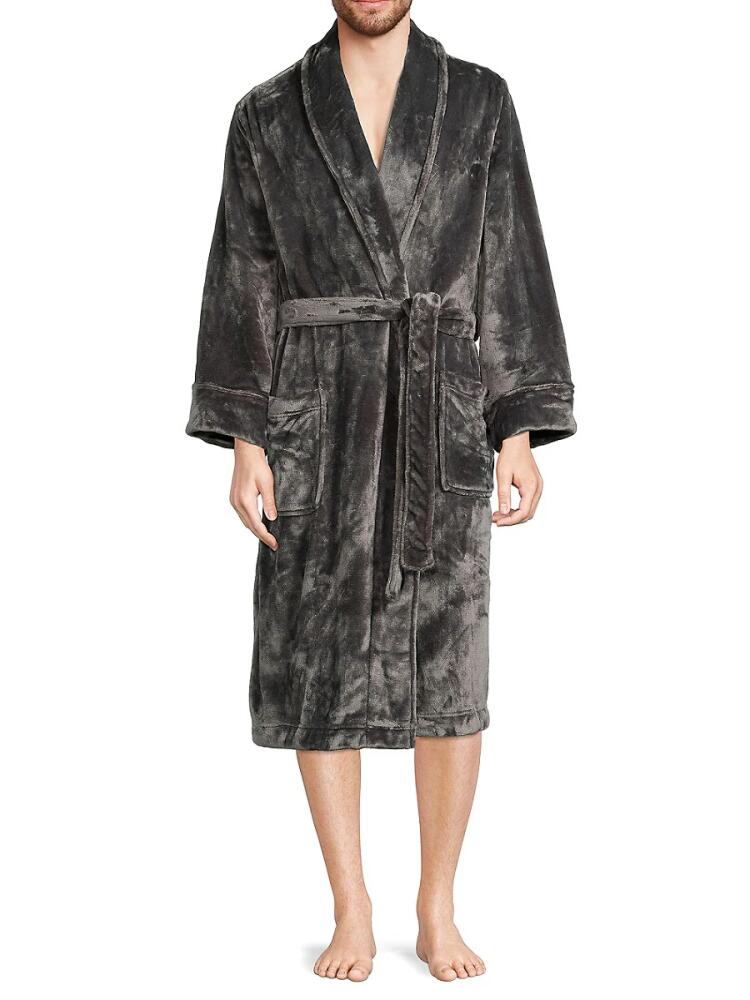 Saks Fifth Avenue Men's Plush Velvet Robe - Charcoal Cover