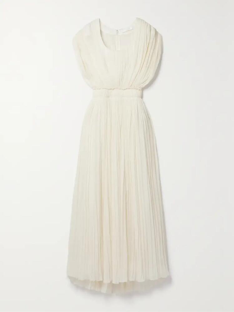 Chloé - Pleated Wool-gauze Maxi Dress - Cream Cover