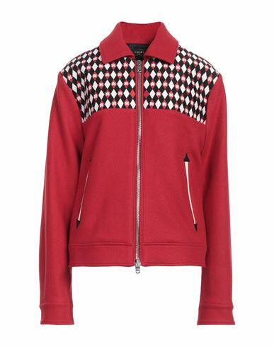 Amiri Woman Jacket Red Wool, Polyamide, Cow leather Cover