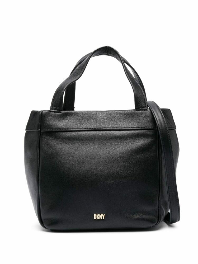 DKNY logo-plaque leather crossbody bag - Black Cover