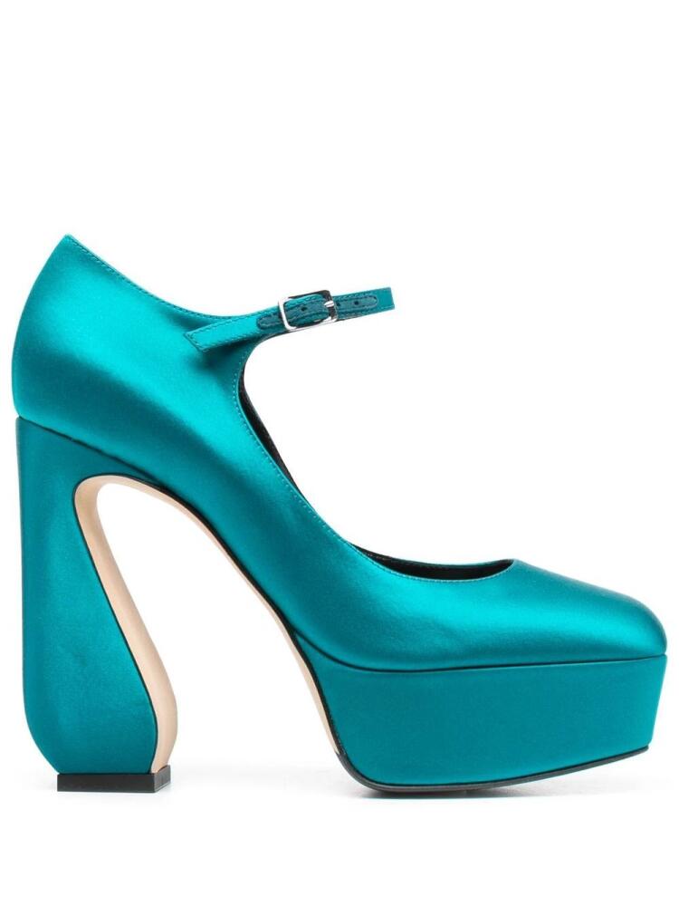 Si Rossi satin-finish platform pumps - Blue Cover