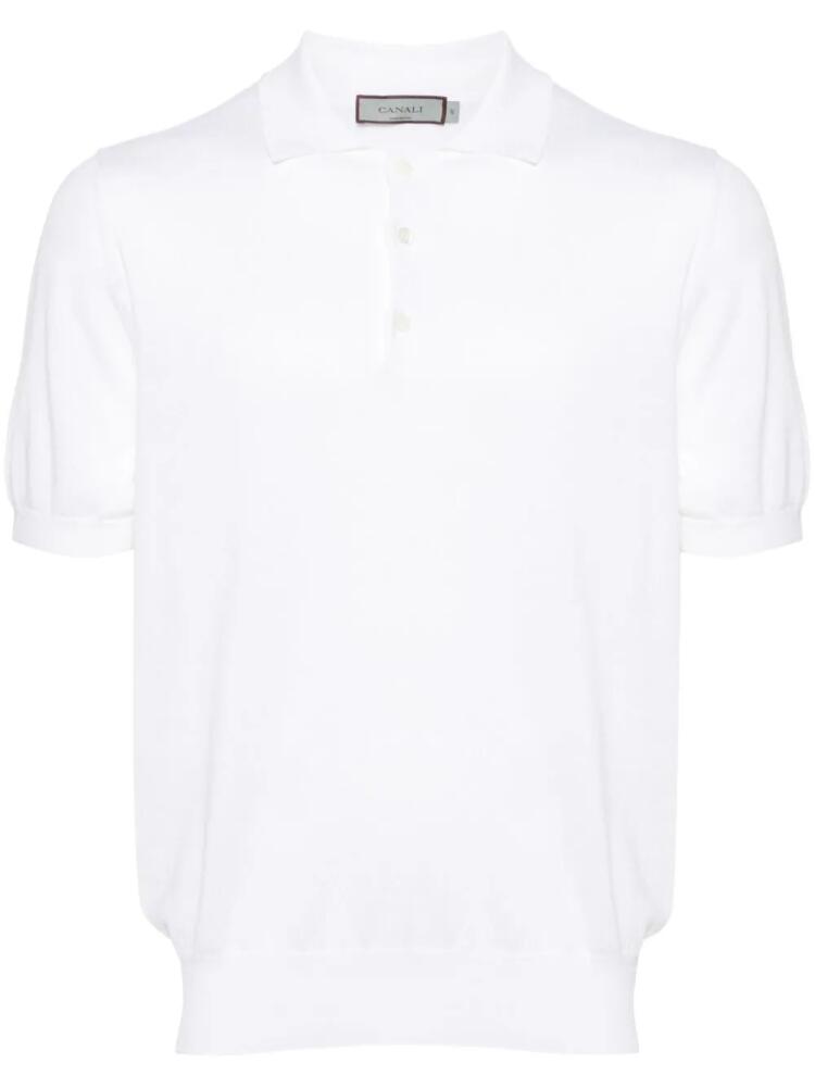 Canali cotton-blend knitted polo shirt - White Cover