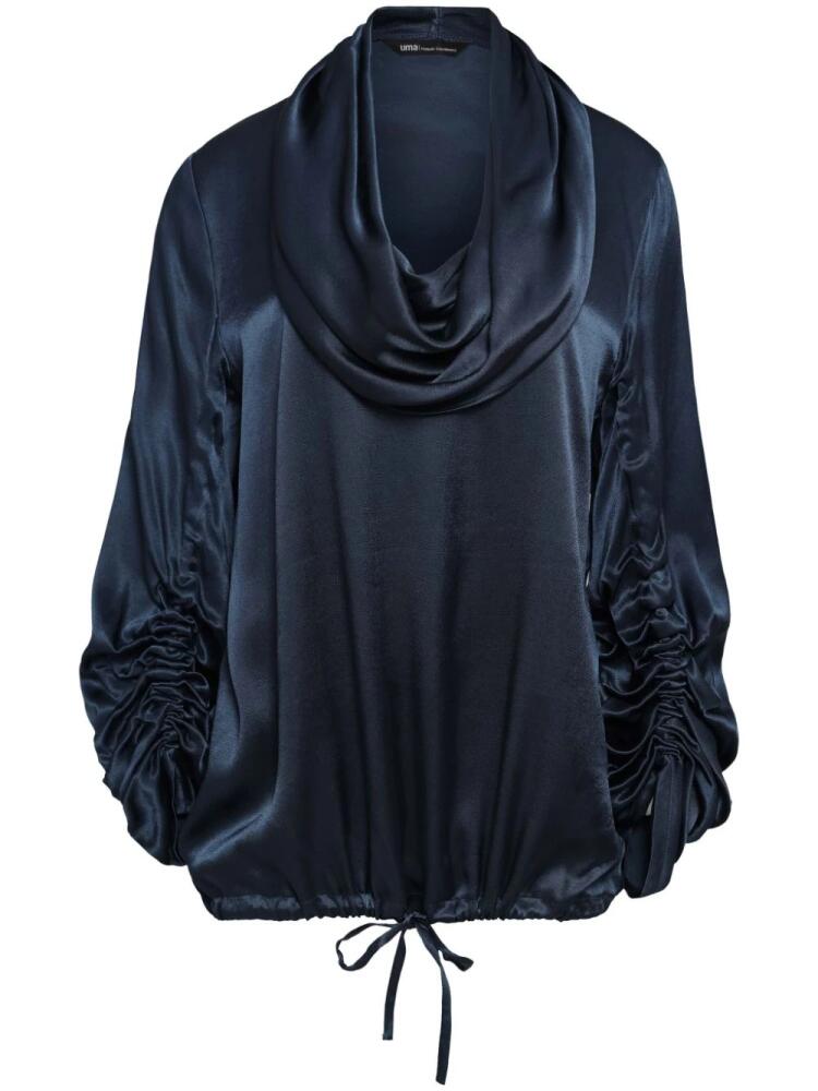 Uma | Raquel Davidowicz draped-collar satin blouse - Blue Cover