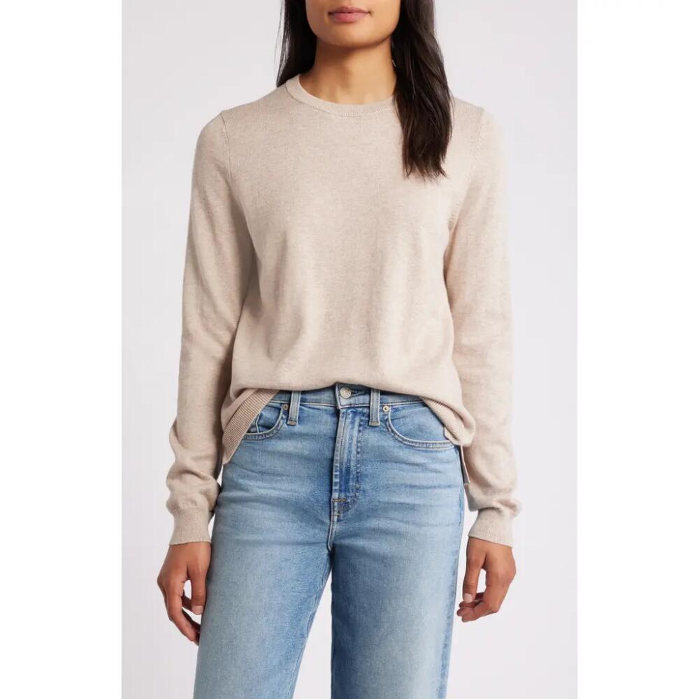 caslon(r) Cotton & Cashmere Crewneck Sweater in Beige Hummus Heather Cover