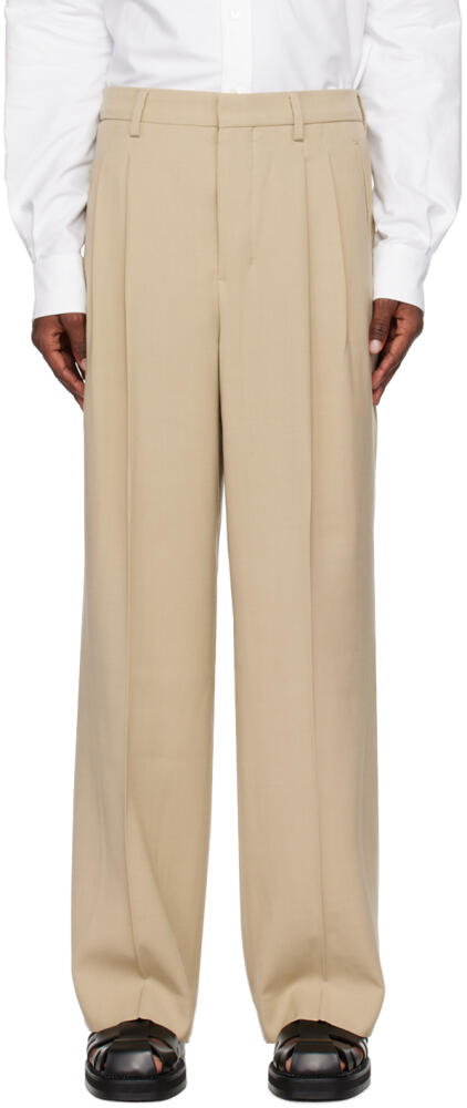 AMI Paris Taupe Straight Fit Trousers Cover