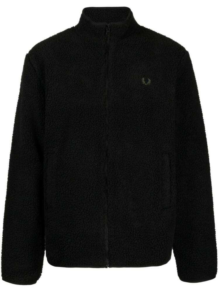 Fred Perry logo-embroidered fleece bomber jacket - Black Cover