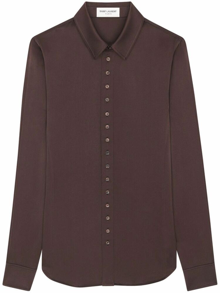 Saint Laurent long-sleeve silk shirt - Brown Cover