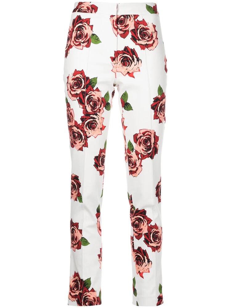 Adam Lippes rose-print slim trousers - White Cover