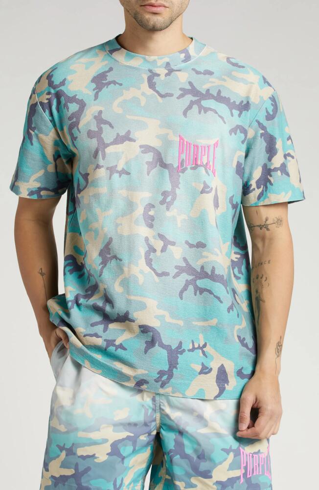 PURPLE BRAND Camo Logo Graphic T-Shirt in Blue Multi Cover