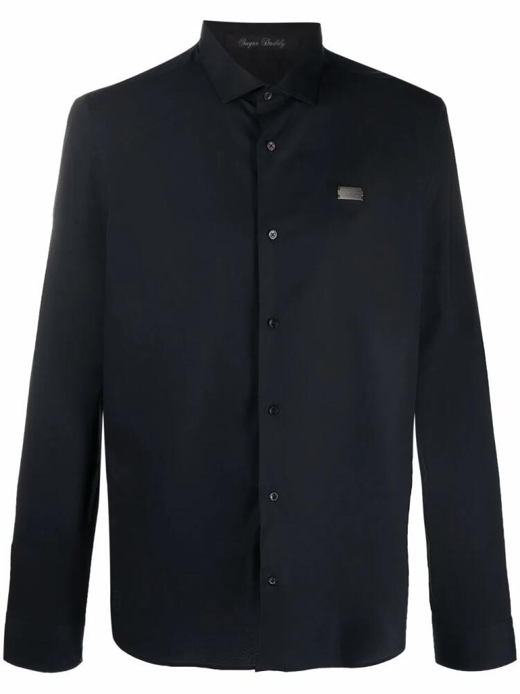 Philipp Plein logo-patch long-sleeve shirt - Black Cover