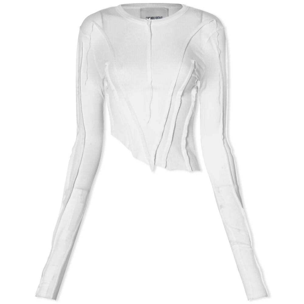 Sami Miro Vintage Women's Long Sleeve Asymmetric T-Shirt in White Cover