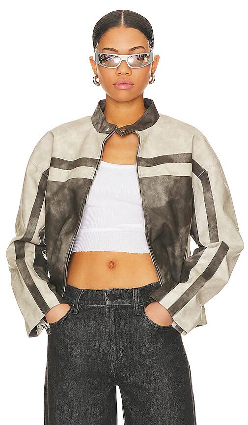 superdown Katrina Faux Leather Moto Jacket in Grey Cover