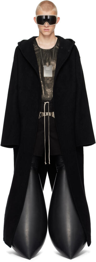 Rick Owens Black Porterville Hooded Robe Long Coat Cover